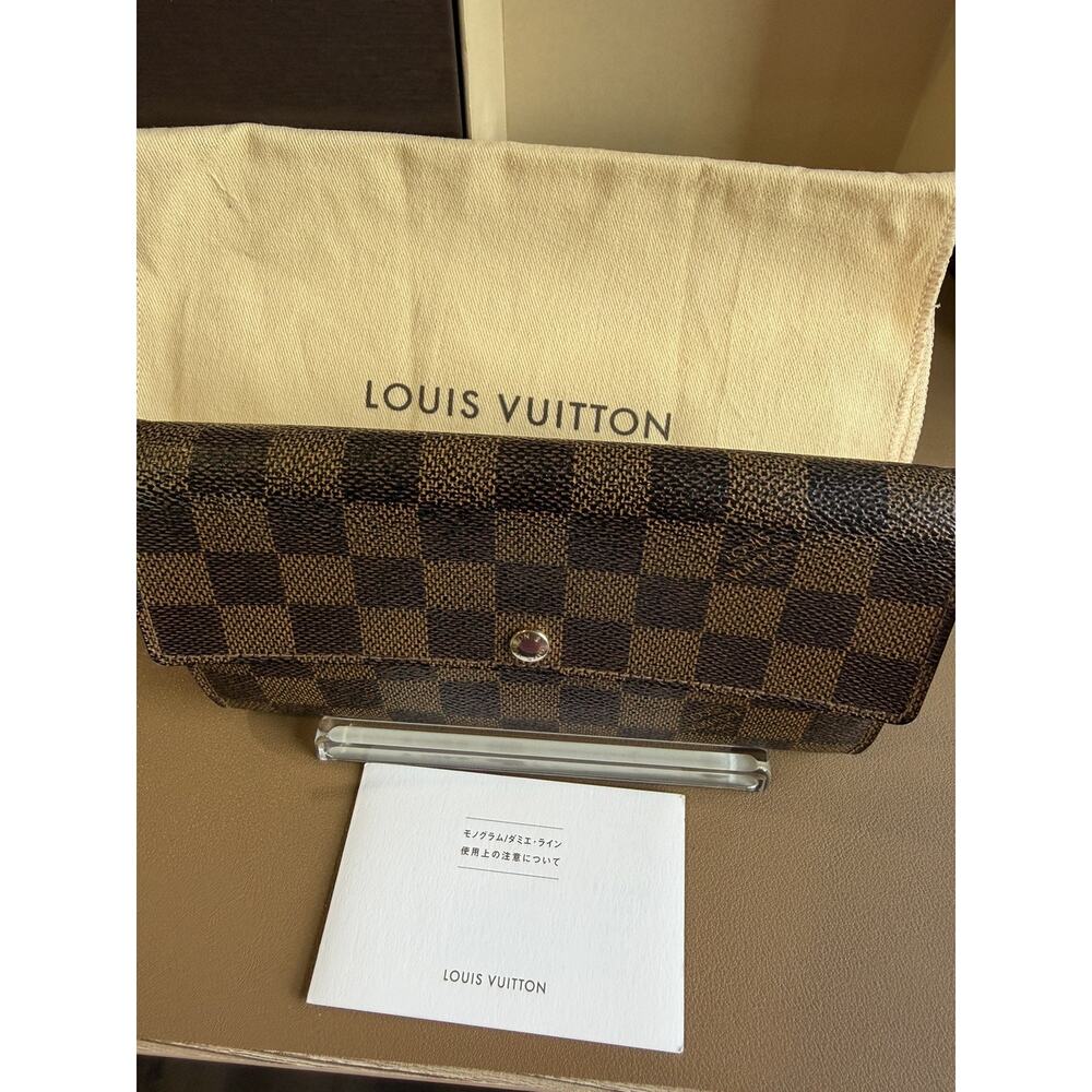 Authentic Louis Vuitton Damier Sarah Wallet Long Wallet w/ Box Dust Bag & COA